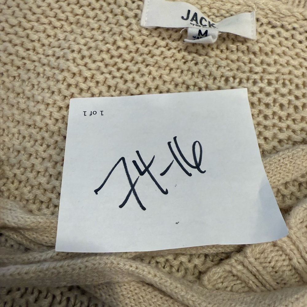 Jack by BB Dakota boho sweater cream chunky knit lace up V neck long sleeves Med - Picture 10 of 10